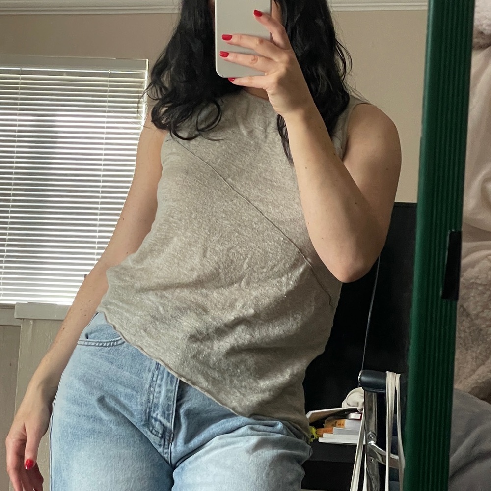Massimo dutti asymmetrical linen tank